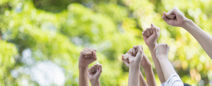 Group of people against blurred background