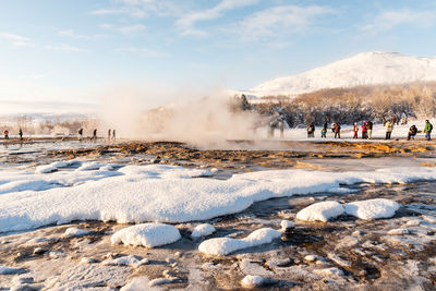 People at hot spring