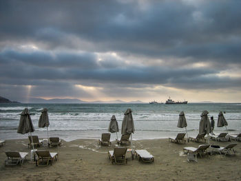 Scenic view of sea against cloudy sky