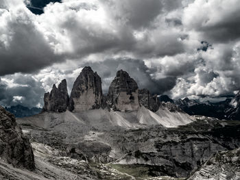 Panoramic view of rocky mountains against sky