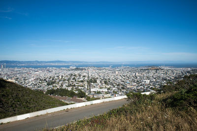 High angle view of townscape against sky
