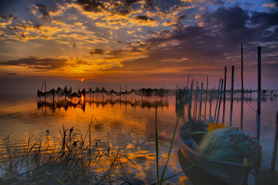 Scenic view of sea at sunset