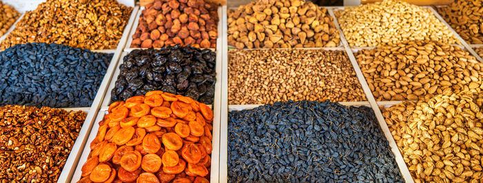 High angle view of spices for sale