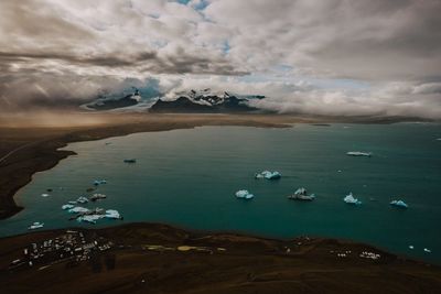 High angle view of sea against sky