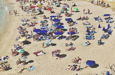 High angle view of people on beach