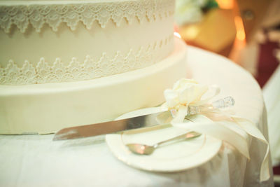 Wedding cake. selective focus. copy space.