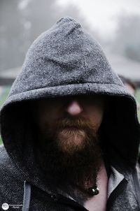 Close-up of man wearing hat