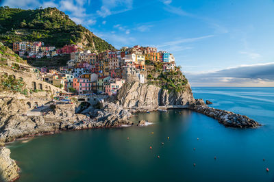 Townscape of manarola, beautiful village in the cinque terre, an unesco world heritage site in italy