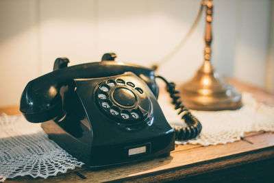 Telephone booth on table