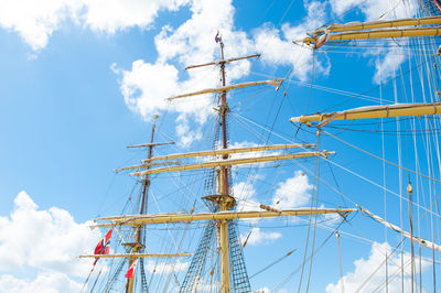 Low angle view of sailboat against sky