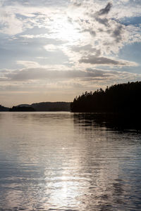 Scenic view of calm lake against sky