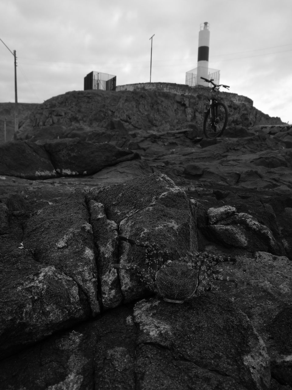 architecture, built structure, direction, guidance, lighthouse, cloud, building exterior, rock - object, sky, tower, surface level, day, tranquility, nature, outdoors, soil, tranquil scene, no people, weathered, shore, scenics