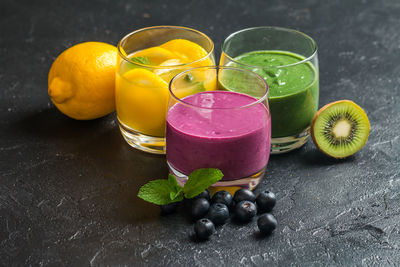Various fruits on table
