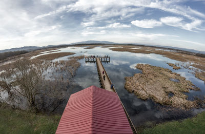 Scenic view of lake against sky