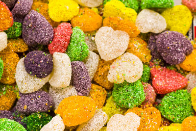 Close-up of multi colored candies for sale at market
