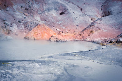 Scenic view of frozen lake during winter