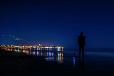 Silhouette of man standing at beach