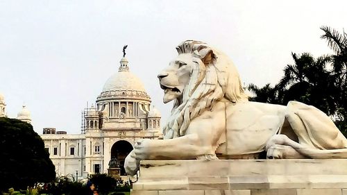 Low angle view of statue against clear sky