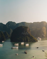 Scenic view of boats in ha long bay