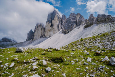 Scenic view of mountains against sky