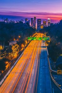 Light trails on city street at night