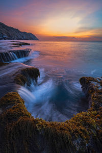 Scenic view of sea against sky during sunset