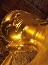 Low angle view of buddha statue against building