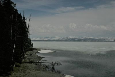 Scenic view of snow covered landscape against sky