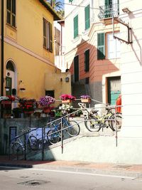 Bicycles on street in city