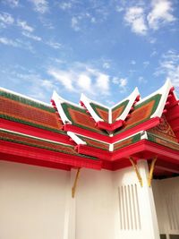 Low angle view of roof against sky