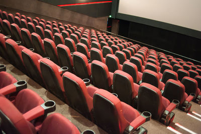 Empty chairs in stadium