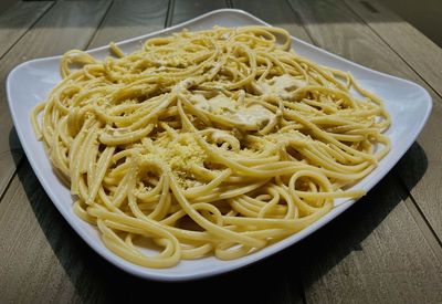 Close-up of noodles in plate