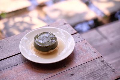 High angle view of tea on table