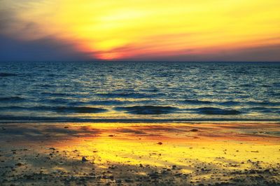 Scenic view of sea against sky during sunset