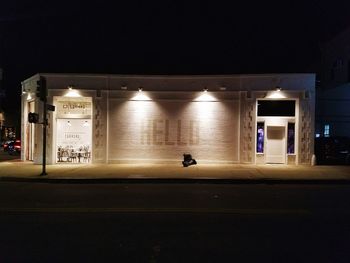 Dog in illuminated room