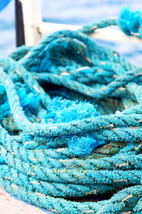 Close-up of fishing net at harbor