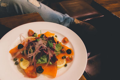 Close-up of food served in plate