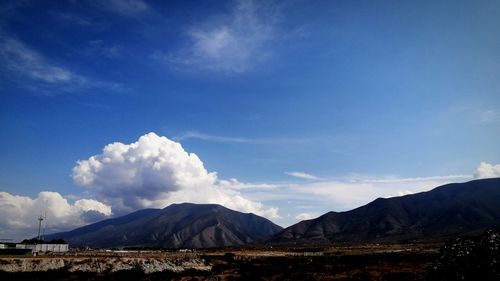 Scenic view of mountains against sky