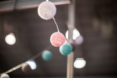 Close-up of illuminated lantern hanging