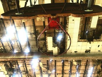 Low angle view of illuminated christmas lights