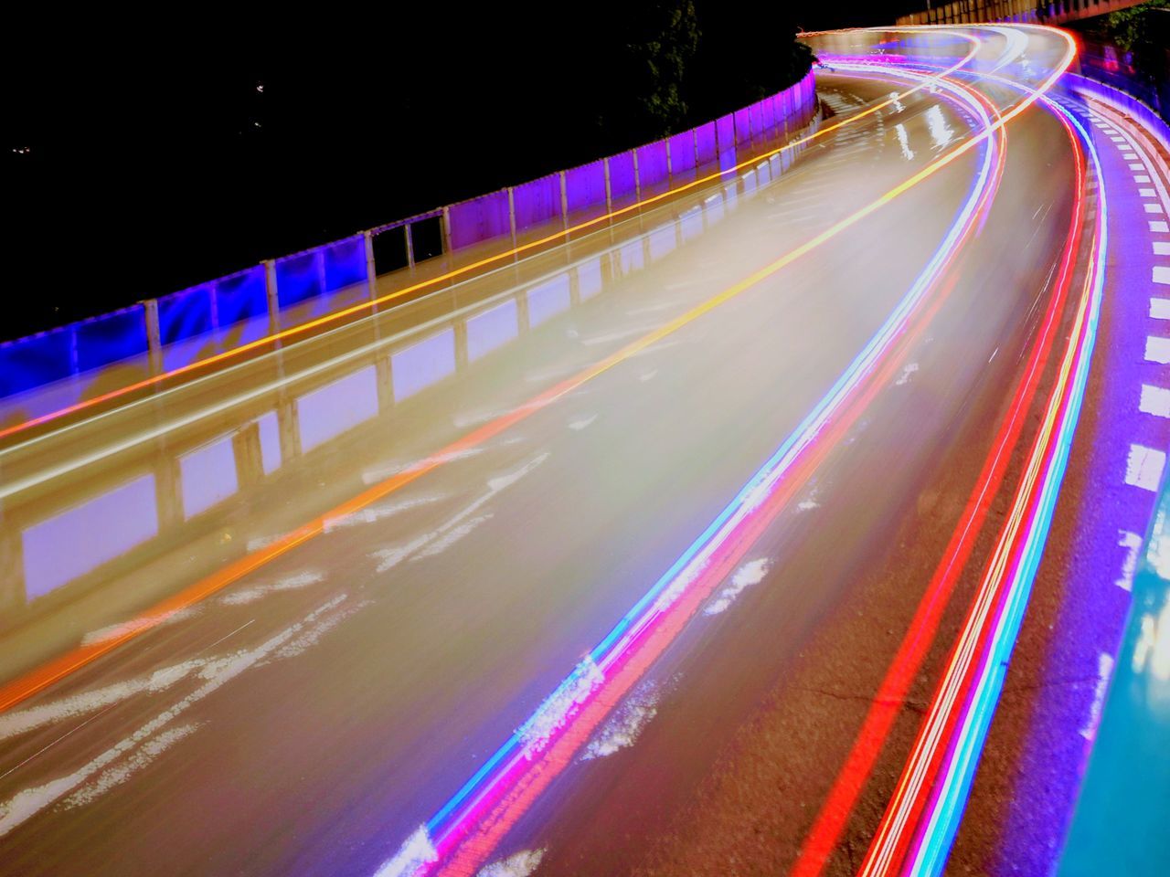 LIGHT TRAILS ON ROAD