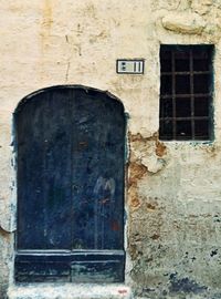 Closed door of house