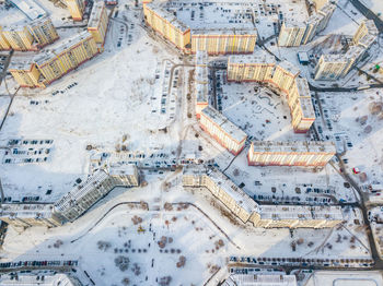 Novokuznetsk city district in winter from a bird's-eye view