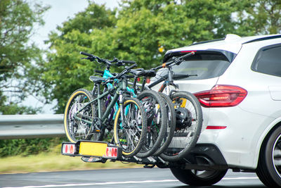 Bicycles parked on street