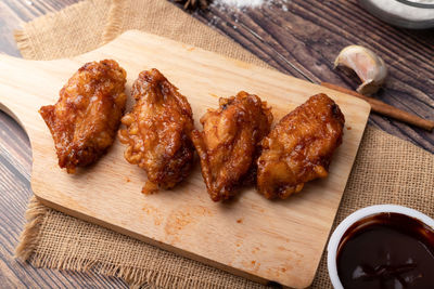 High angle view of food on table