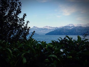 Scenic view of mountains against sky