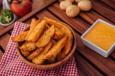 Close-up of food in bowl on table