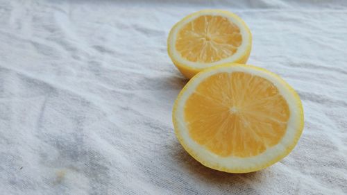 High angle view of orange on table