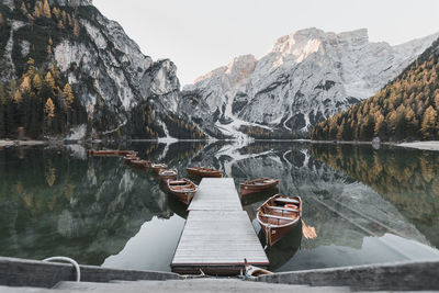 Scenic view of lake by mountains