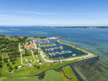 High angle view of sea against sky